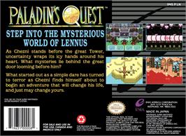 Box back cover for Paladin's Quest on the Nintendo SNES.