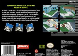 Box back cover for Paperboy 2 on the Nintendo SNES.