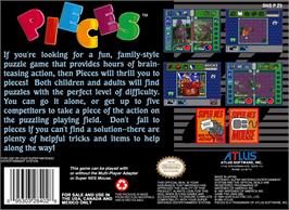 Box back cover for Pieces on the Nintendo SNES.