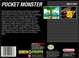 Box back cover for Pocket Monster on the Nintendo SNES.