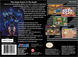 Box back cover for Power Instinct on the Nintendo SNES.