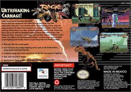 Box back cover for Primal Rage on the Nintendo SNES.