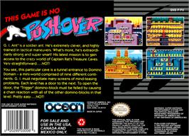 Box back cover for Push-Over on the Nintendo SNES.