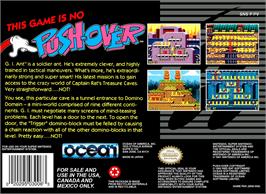 Box back cover for Push-over on the Nintendo SNES.