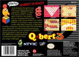 Box back cover for Q*Bert 3 on the Nintendo SNES.