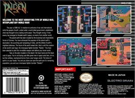 Box back cover for Raiden Trad on the Nintendo SNES.
