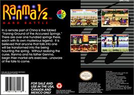 Box back cover for Ranma 1/2 - Hard Battle on the Nintendo SNES.