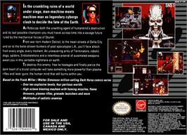 Box back cover for RoboCop Versus the Terminator on the Nintendo SNES.