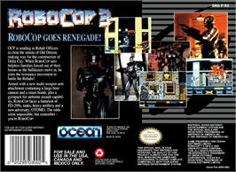 Box back cover for Robocop 3 on the Nintendo SNES.