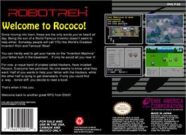 Box back cover for Robotrek on the Nintendo SNES.
