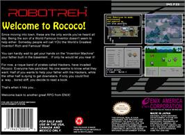 Box back cover for Robotrek on the Nintendo SNES.