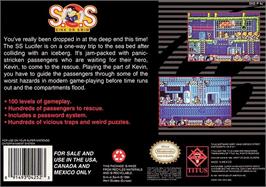 Box back cover for S.o.s. - Sink Or Swim on the Nintendo SNES.