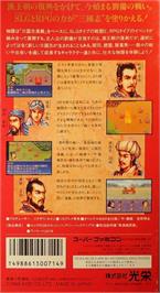 Box back cover for Sangokushi Eiketsuden on the Nintendo SNES.