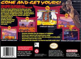 Box back cover for Shaq Fu on the Nintendo SNES.