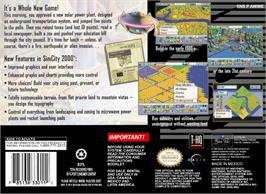 Box back cover for Simcity 2000 on the Nintendo SNES.