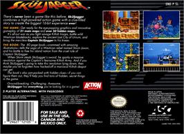 Box back cover for Skuljagger - Revolt Of The Westicans on the Nintendo SNES.