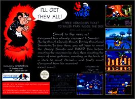 Box back cover for Smurfs, The on the Nintendo SNES.