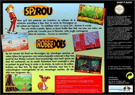 Box back cover for Spirou on the Nintendo SNES.