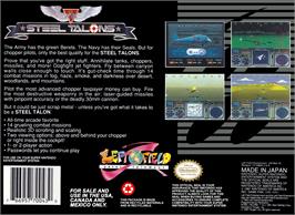 Box back cover for Steel Talons on the Nintendo SNES.