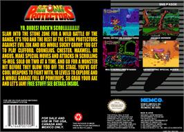 Box back cover for Stone Protectors on the Nintendo SNES.