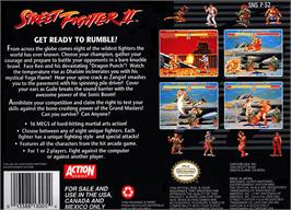 Box back cover for Street Fighter II: The World Warrior on the Nintendo SNES.