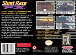 Box back cover for Stunt Race Fx on the Nintendo SNES.