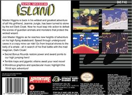 Box back cover for Super Adventure Island on the Nintendo SNES.