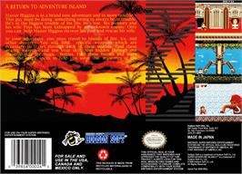Box back cover for Super Adventure Island II on the Nintendo SNES.