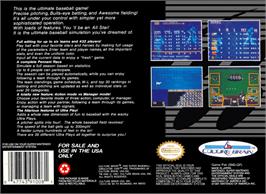 Box back cover for Super Baseball Simulator 1.000 on the Nintendo SNES.