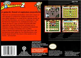 Box back cover for Super Bomberman 2 on the Nintendo SNES.