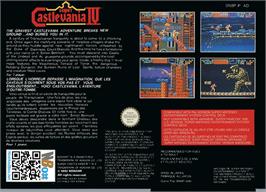 Box back cover for Super Castlevania IV on the Nintendo SNES.