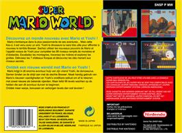 Box back cover for Super Mario World on the Nintendo SNES.