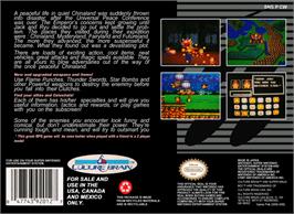 Box back cover for Super Ninja Boy on the Nintendo SNES.