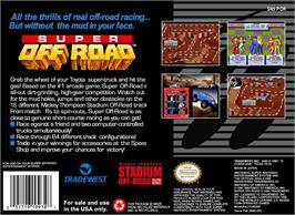 Box back cover for Super Off Road on the Nintendo SNES.
