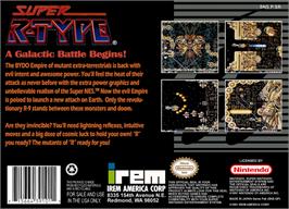 Box back cover for Super R-Type on the Nintendo SNES.