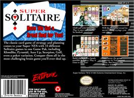 Box back cover for Super Solitaire on the Nintendo SNES.