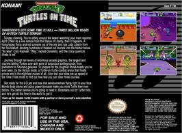 Box back cover for Teenage Mutant Ninja Turtles 4 - Turtles In Time on the Nintendo SNES.