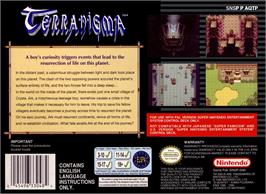 Box back cover for Terranigma on the Nintendo SNES.
