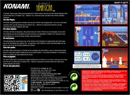 Box back cover for The Adventures of Batman and Robin on the Nintendo SNES.
