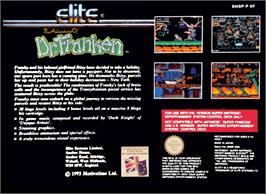 Box back cover for The Adventures of Dr. Franken on the Nintendo SNES.