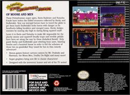 Box back cover for The Adventures of Rocky and Bullwinkle & Friends on the Nintendo SNES.