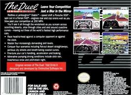 Box back cover for The Duel: Test Drive II on the Nintendo SNES.