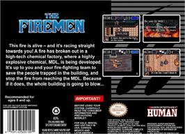 Box back cover for The Firemen on the Nintendo SNES.