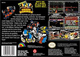 Box back cover for The Incredible Crash Dummies on the Nintendo SNES.