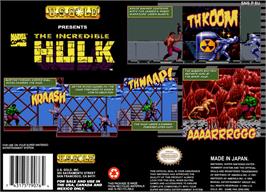 Box back cover for The Incredible Hulk on the Nintendo SNES.
