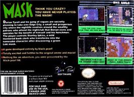 Box back cover for The Mask on the Nintendo SNES.