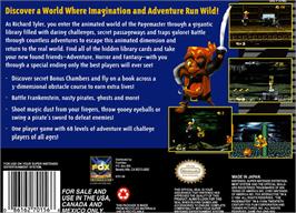 Box back cover for The Pagemaster on the Nintendo SNES.