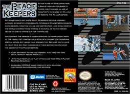 Box back cover for The Peace Keepers on the Nintendo SNES.