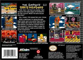 Box back cover for The Simpsons: Bart's Nightmare on the Nintendo SNES.