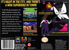 Box back cover for The Tick on the Nintendo SNES.